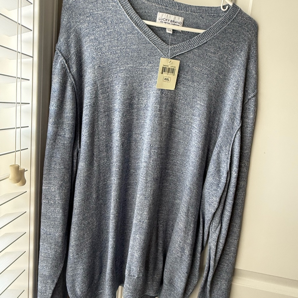 Lucky Brand Men's Heathered Gray V-Neck Sweater